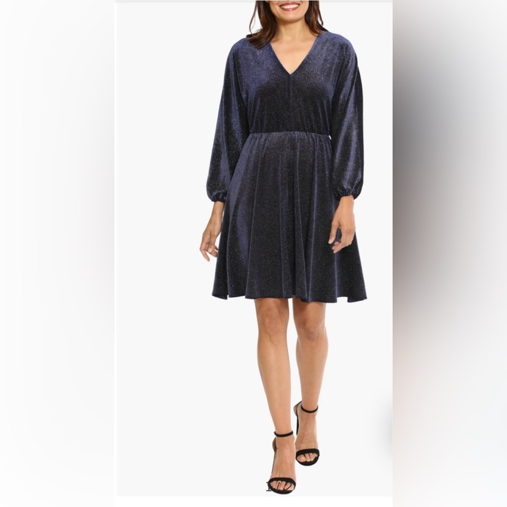 London Times NWT Plus Size 3X Navy Sparkle Party Dress Evening Cocktail